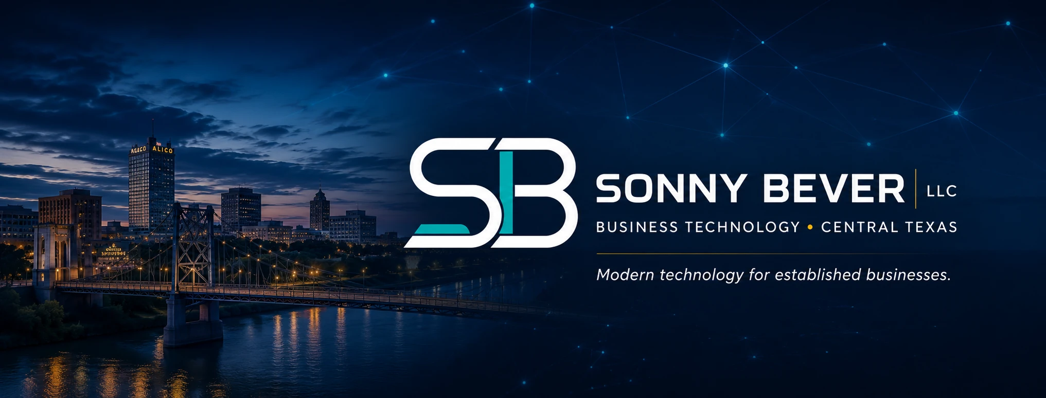 Sonny Bever LLC logo over the Waco skyline